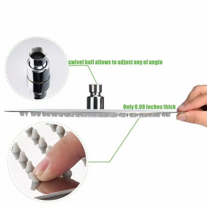 Modern chrome square shower faucet set bathroom rain showerhead