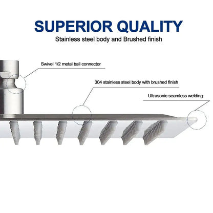 Modern chrome stainless steel rainfall shower head bathroom fixture