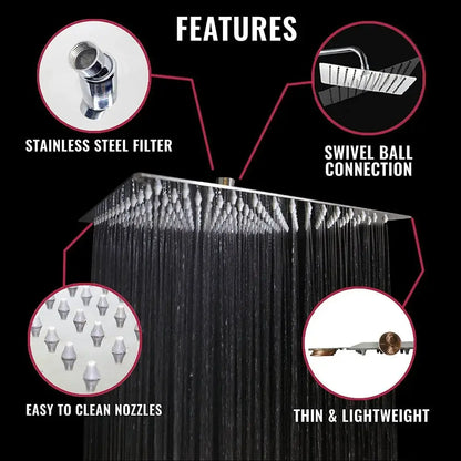 Modern chrome stainless steel rainfall shower head bathroom fixture