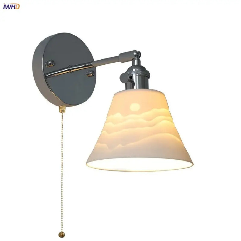Modern chrome sunrise iron ceramic led wall lights bedroom sconce
