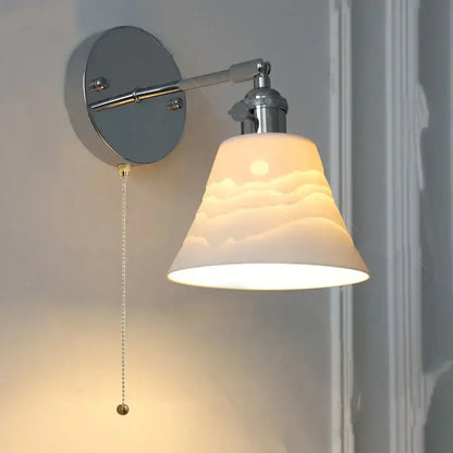Modern chrome sunrise iron ceramic led wall lights bedroom sconce