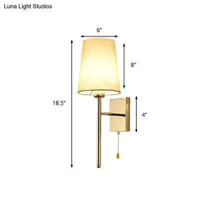 Modern chrome tapered wall sconce – bedroom fabric led light