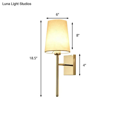 Modern chrome tapered wall sconce – bedroom fabric led light