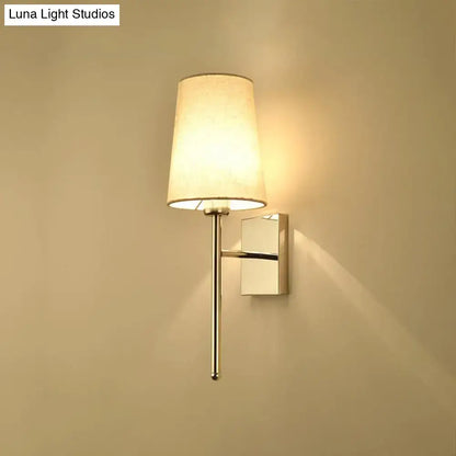 Modern chrome tapered wall sconce – bedroom fabric led light