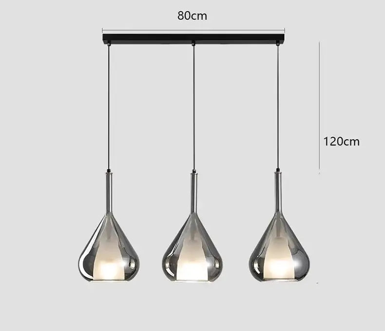 Modern chrome teardrop chandelier pendant lights for dining room