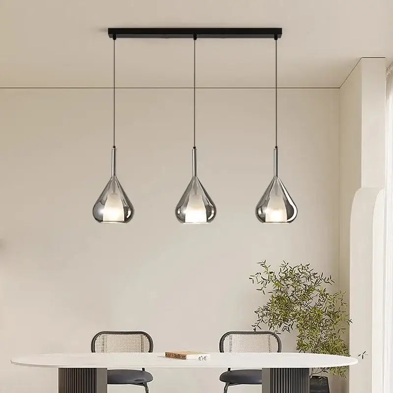 Modern chrome teardrop chandelier pendant lights for dining room