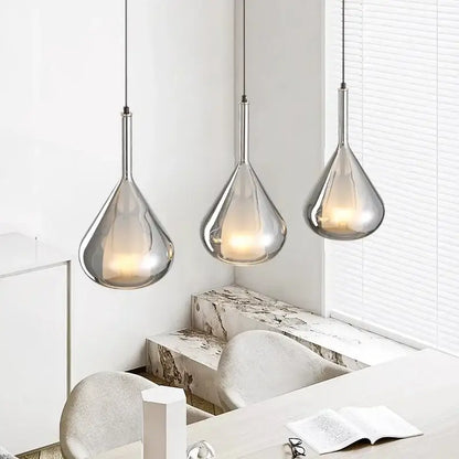 Modern chrome teardrop chandelier pendant lights for dining room