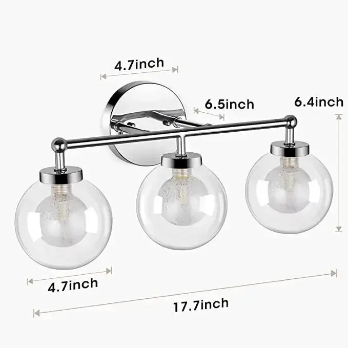 Modern chrome three light iron wall lamps bathroom vanity fixture