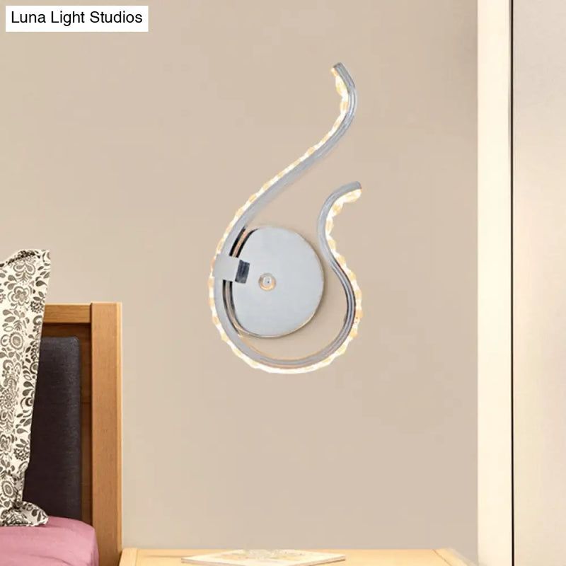 DecorBites™ Modern Chrome Twist Wall Light Sconce with LED Bedside Lamp - Warm/White Light