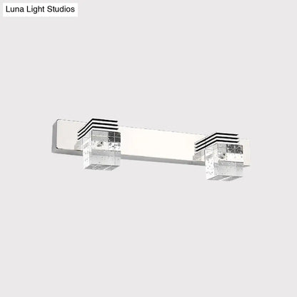 DecorBites™ Modern Chrome Vanity Light Fixture with Clear Crystal Accents - 2/3 Bulbs, Warm/White Light