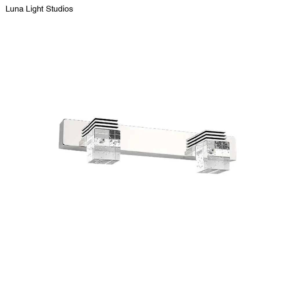 DecorBites™ Modern Chrome Vanity Light Fixture with Clear Crystal Accents - 2/3 Bulbs, Warm/White Light