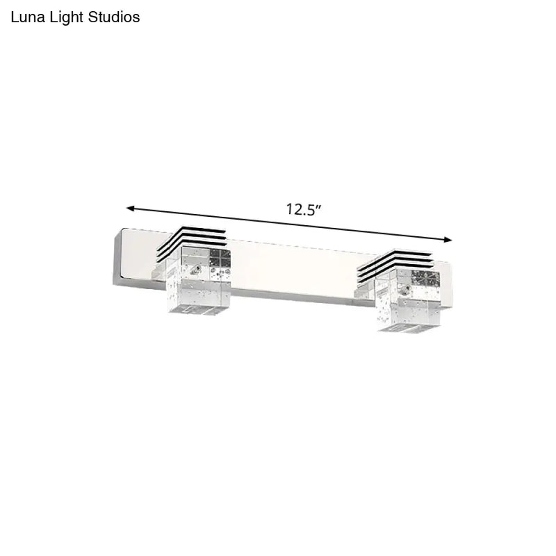 DecorBites™ Modern Chrome Vanity Light Fixture with Clear Crystal Accents - 2/3 Bulbs, Warm/White Light