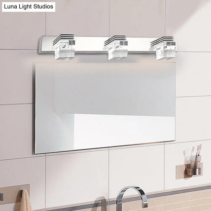 DecorBites™ Modern Chrome Vanity Light Fixture with Clear Crystal Accents - 2/3 Bulbs, Warm/White Light