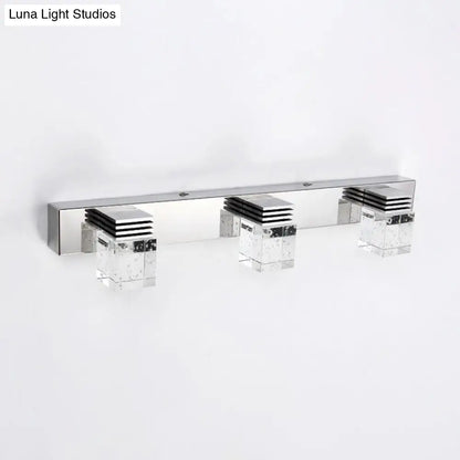 DecorBites™ Modern Chrome Vanity Light Fixture with Clear Crystal Accents - 2/3 Bulbs, Warm/White Light