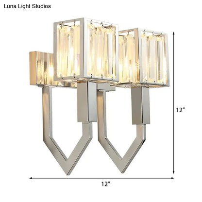 Modern chrome wall lamp with clear crystal – living room metal frames