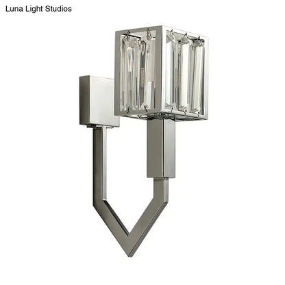 Modern chrome wall lamp with clear crystal – living room metal frames