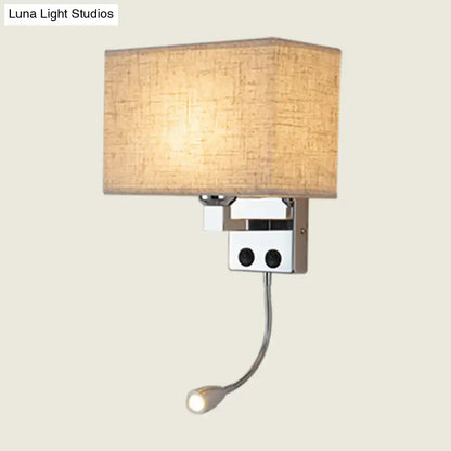 Modern chrome wall lamp with gooseneck reading light – bedroom