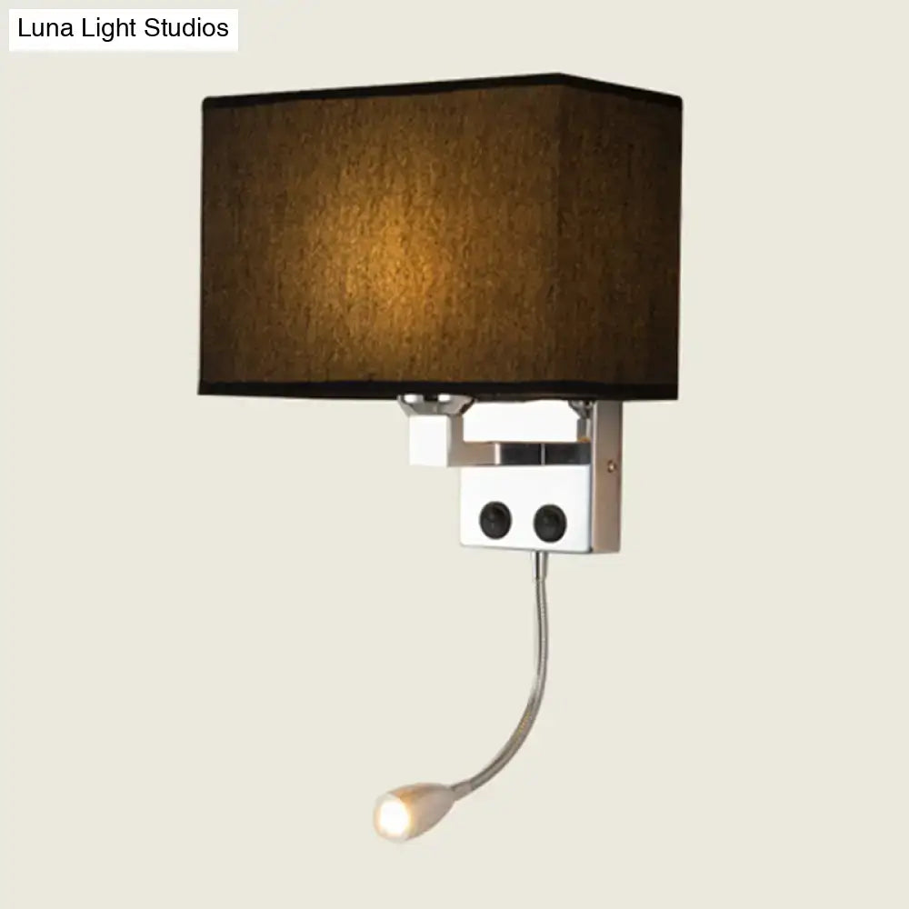 Modern chrome wall lamp with gooseneck reading light – bedroom