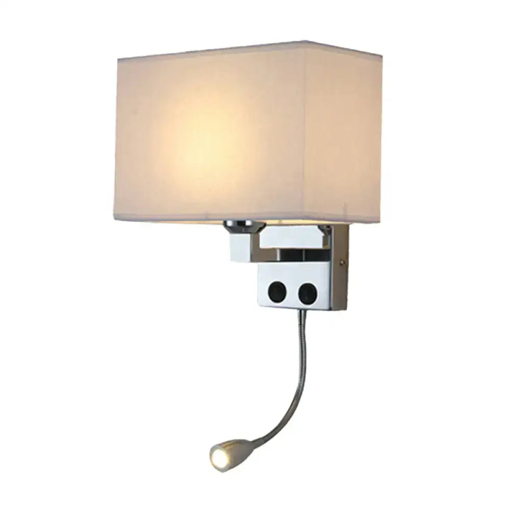 Modern chrome wall lamp with gooseneck reading light – bedroom