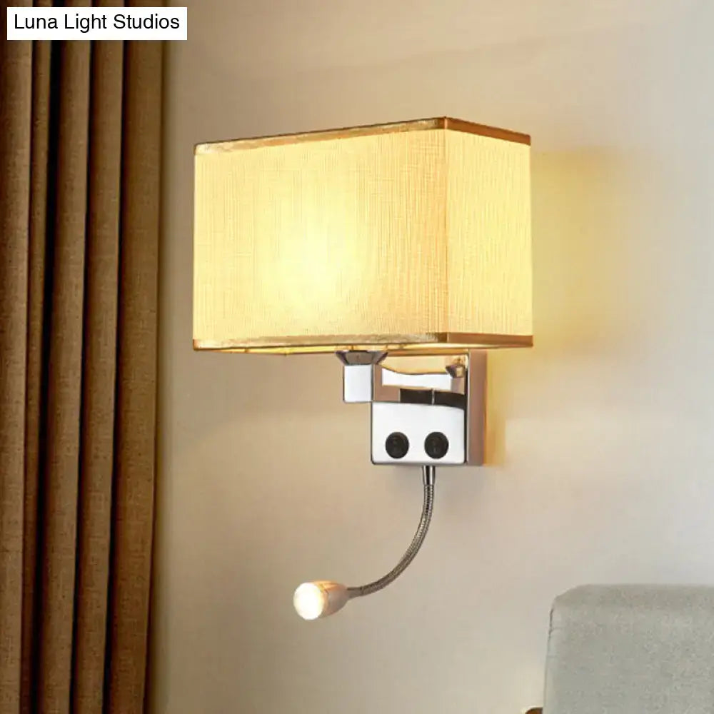 Modern chrome wall lamp with gooseneck reading light – bedroom