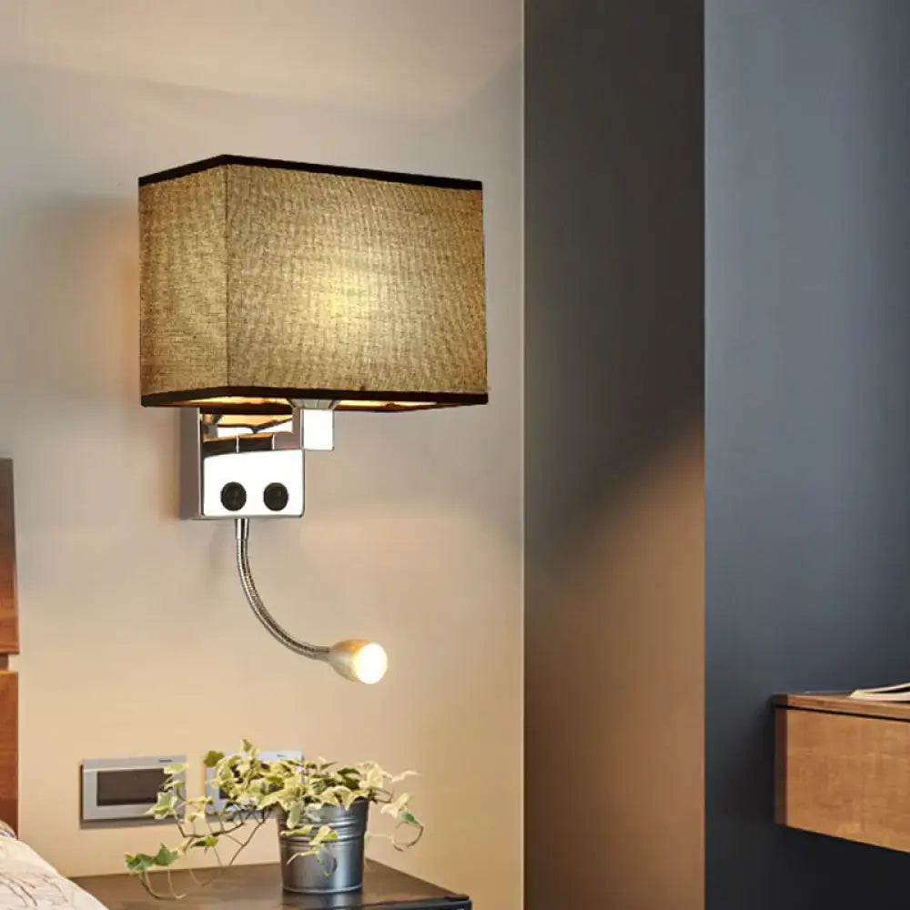 Modern chrome wall lamp with gooseneck reading light – bedroom