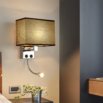Modern chrome wall lamp with gooseneck reading light – bedroom