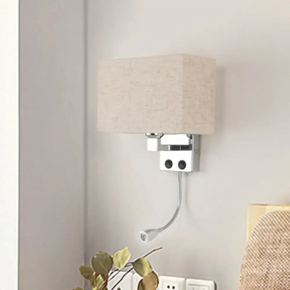 Modern chrome wall lamp with gooseneck reading light – bedroom