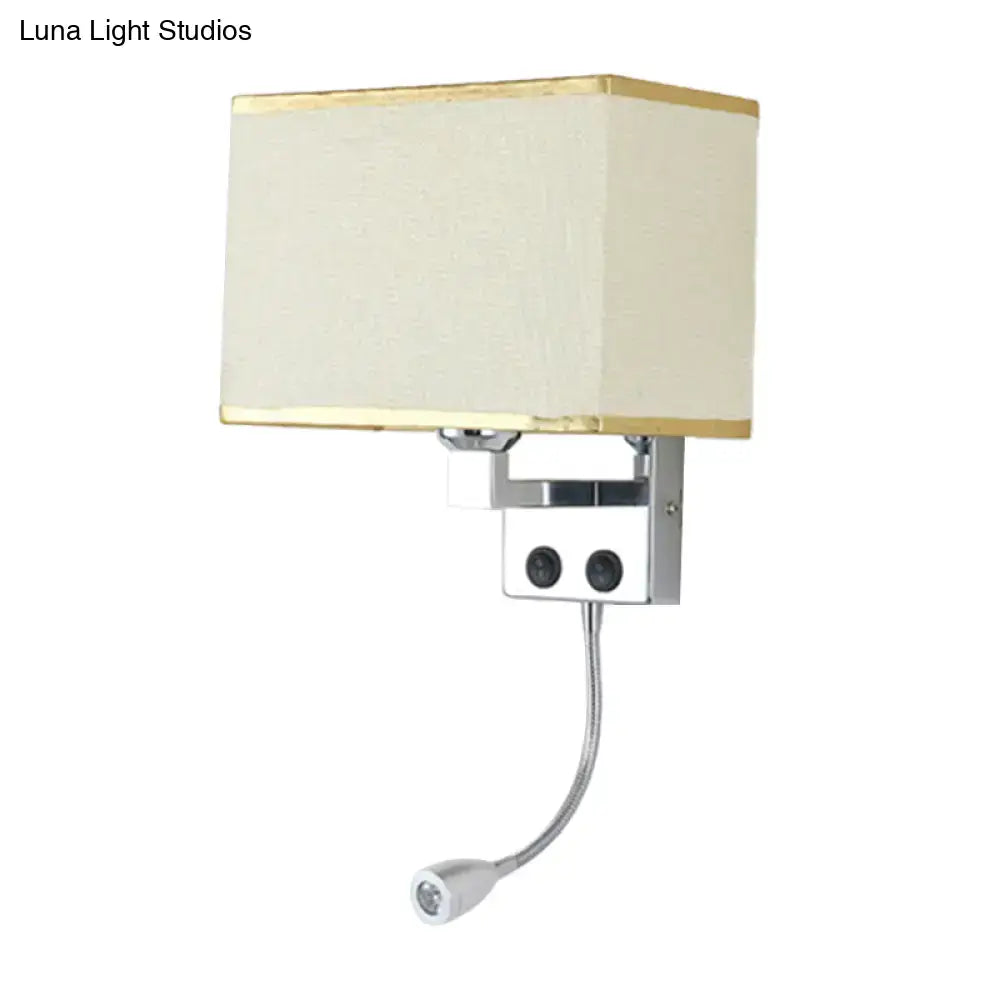 Modern chrome wall lamp with gooseneck reading light – bedroom