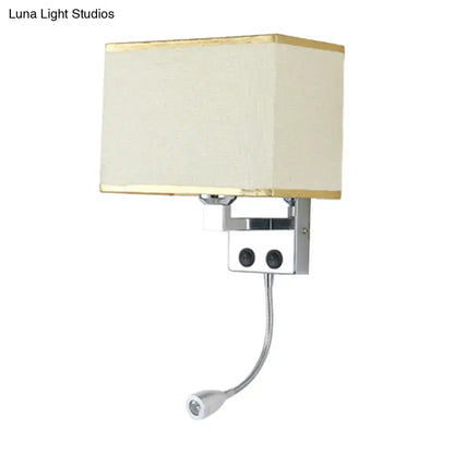 Modern chrome wall lamp with gooseneck reading light – bedroom