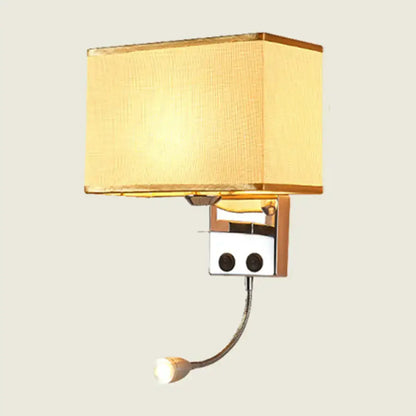 Modern chrome wall lamp with gooseneck reading light – bedroom