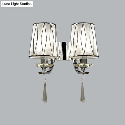 DecorBites™ Modern Chrome Wall Lamp with K9 Crystal Drop and Diamond-Pattern Barrel Design