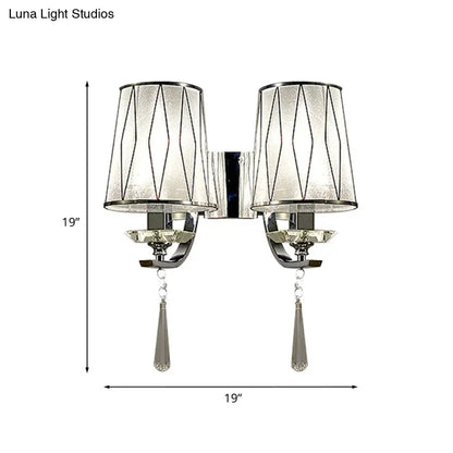 DecorBites™ Modern Chrome Wall Lamp with K9 Crystal Drop and Diamond-Pattern Barrel Design