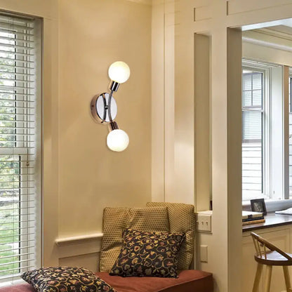 Modern chrome wall lamp with white glass fixture bedroom sconce