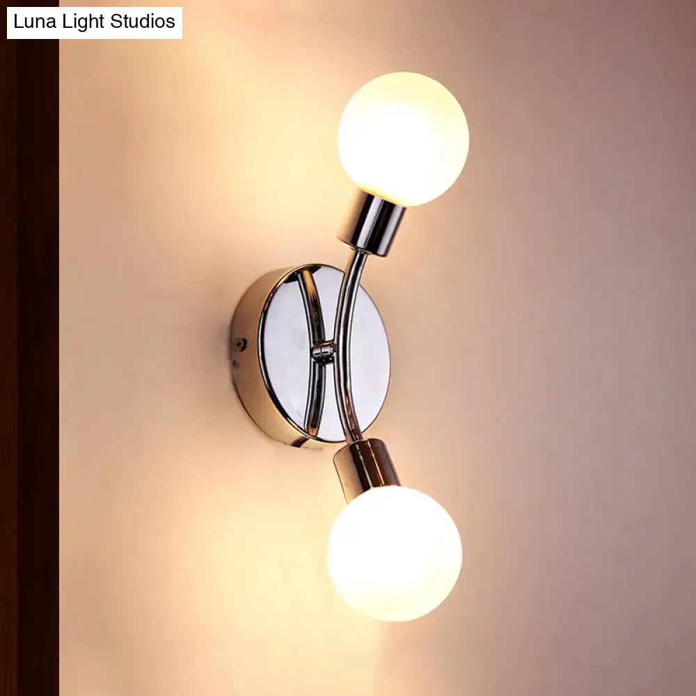 Modern chrome wall lamp with white glass fixture bedroom sconce