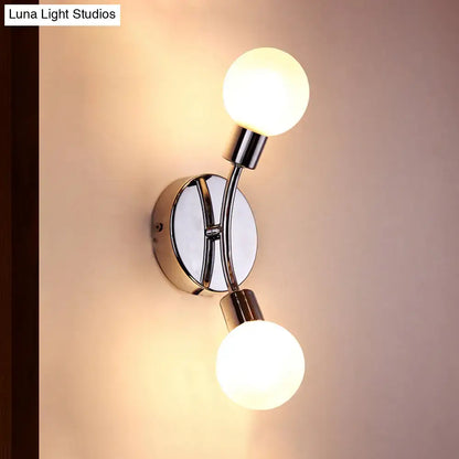 Modern chrome wall lamp with white glass fixture bedroom sconce