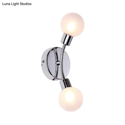Modern chrome wall lamp with white glass fixture bedroom sconce