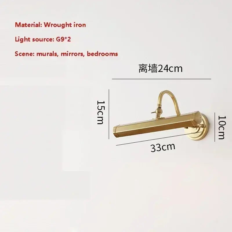 Modern chrome wall light reading lamp bedroom gold mirror headlight