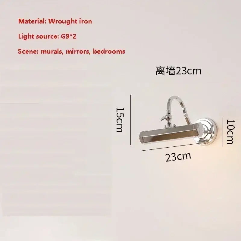 Modern chrome wall light reading lamp bedroom gold mirror headlight