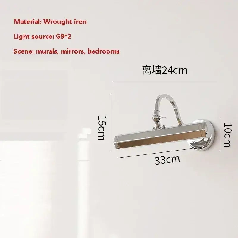 Modern chrome wall light reading lamp bedroom gold mirror headlight