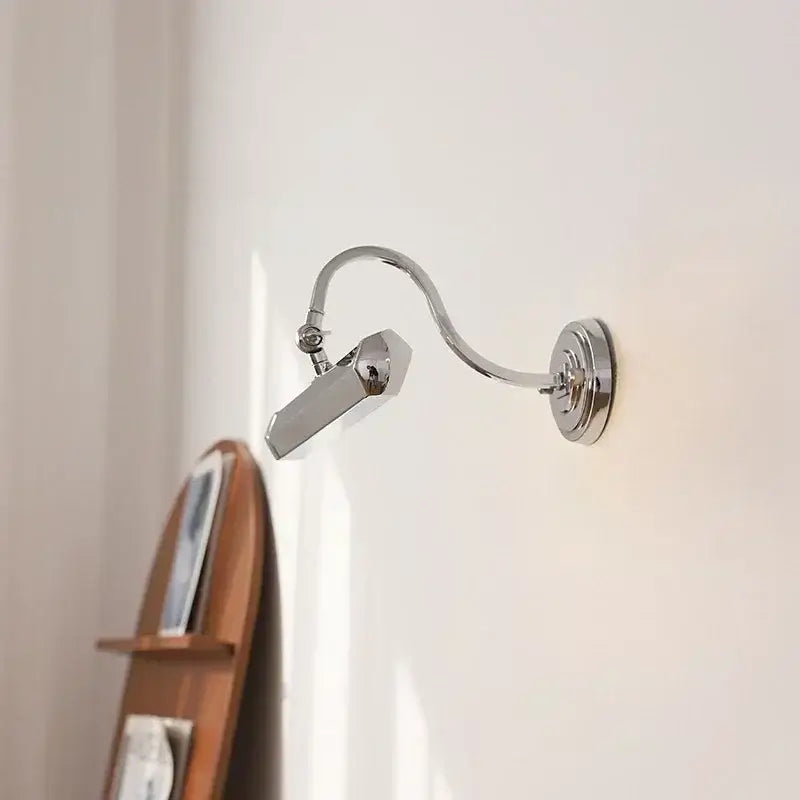 Modern chrome wall light reading lamp bedroom gold mirror headlight