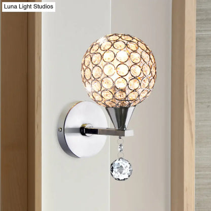 DecorBites™ Modern Chrome Wall Light with Crystal Encrusted Globe, 1 Head