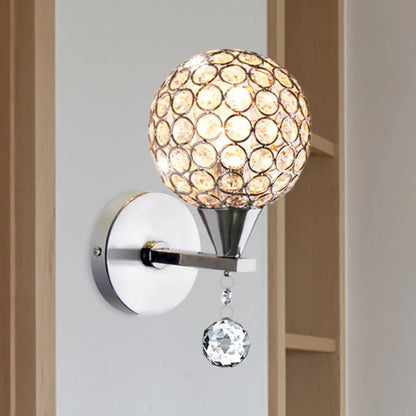 DecorBites™ Modern Chrome Wall Light with Crystal Encrusted Globe, 1 Head