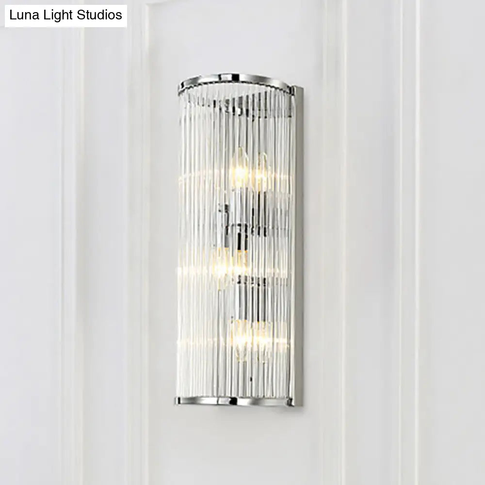 DecorBites™ Modern Chrome Wall Sconce Fixture with Clear Crystal Shade - 3-Light Bedroom Wall Light