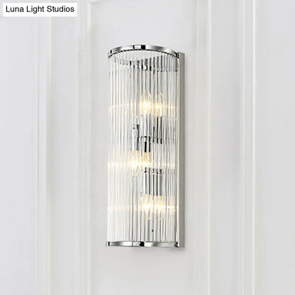 DecorBites™ Modern Chrome Wall Sconce Fixture with Clear Crystal Shade - 3-Light Bedroom Wall Light