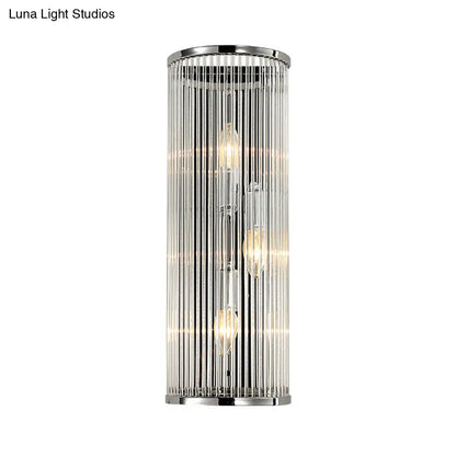 DecorBites™ Modern Chrome Wall Sconce Fixture with Clear Crystal Shade - 3-Light Bedroom Wall Light