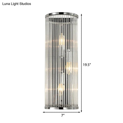 DecorBites™ Modern Chrome Wall Sconce Fixture with Clear Crystal Shade - 3-Light Bedroom Wall Light