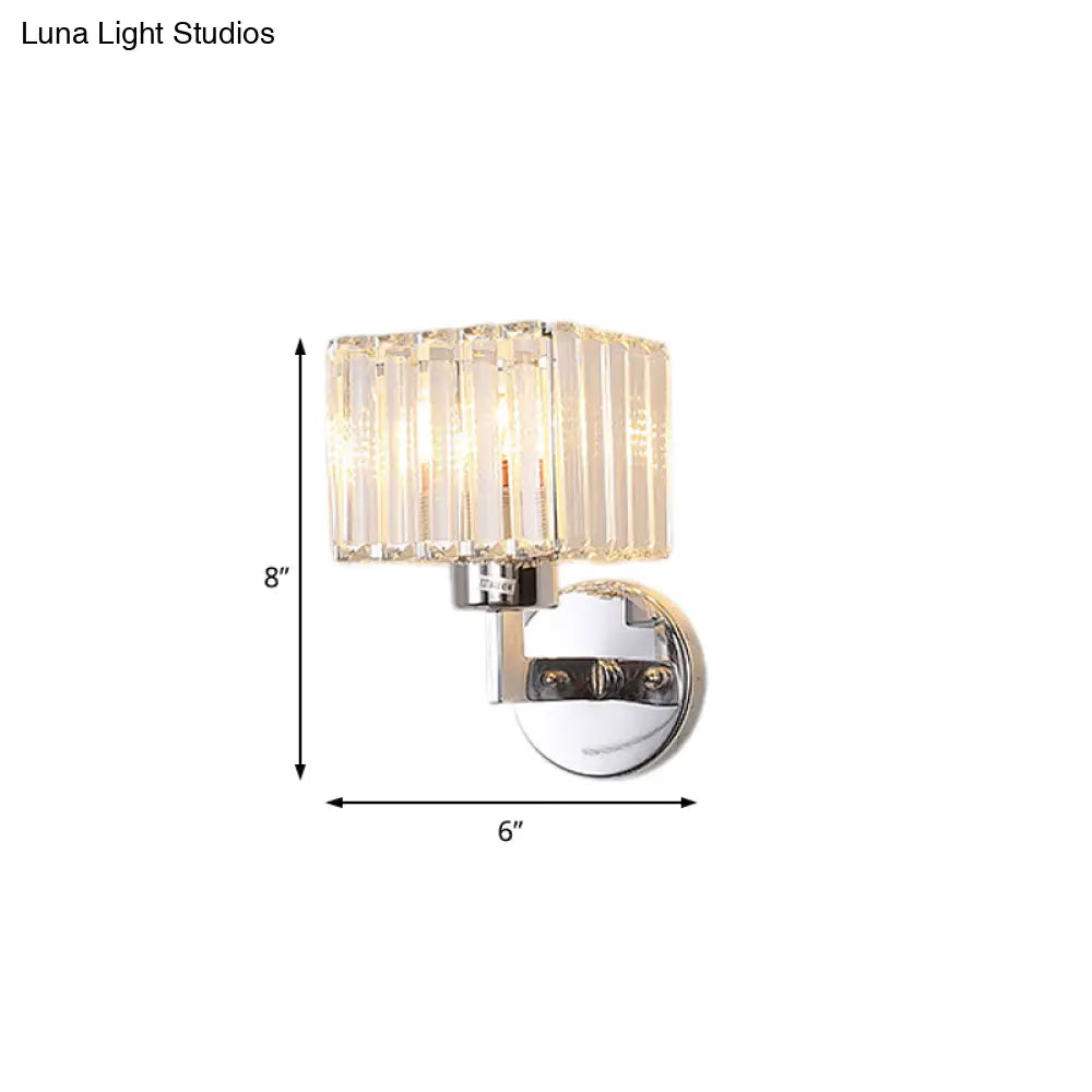 DecorBites™ Modern Chrome Wall Sconce Light with Crystal Rod Shade - 1-Light Hallway Wall Mount