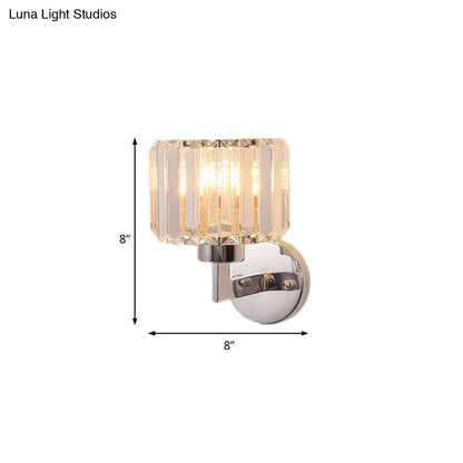 DecorBites™ Modern Chrome Wall Sconce Light with Crystal Rod Shade - 1-Light Hallway Wall Mount