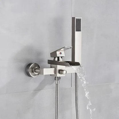 Modern chrome waterfall bathtub shower faucet with handheld showerhead