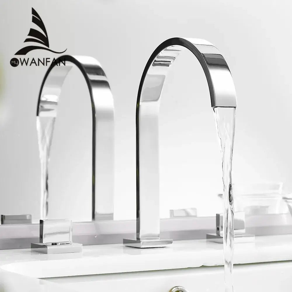 Modern chrome waterfall brass chrome bathroom sink faucet
